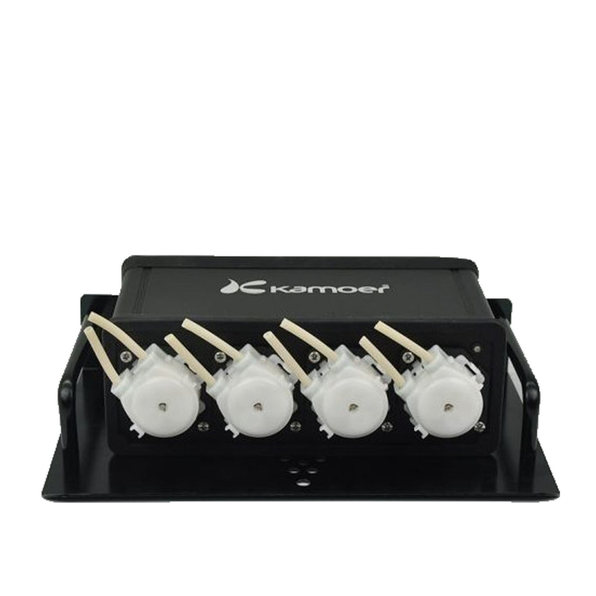 Kamoer 4-channel doser sitting in the metal pump bracket