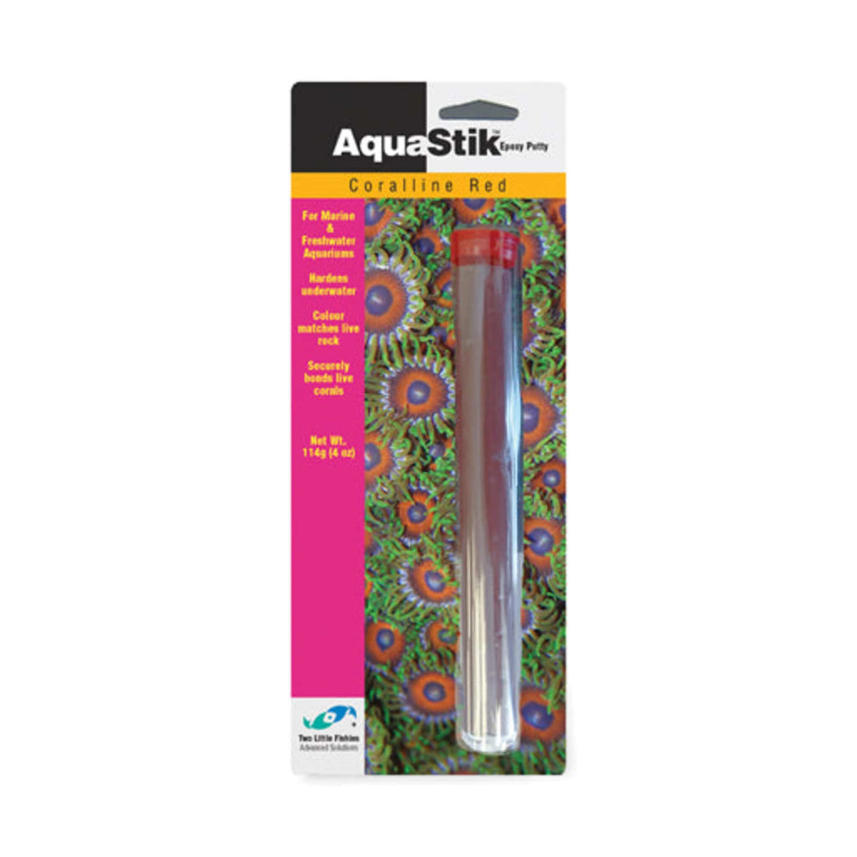 AquaStik Coralline Red underwater epoxy putty, 114 g (4 oz) retail pack