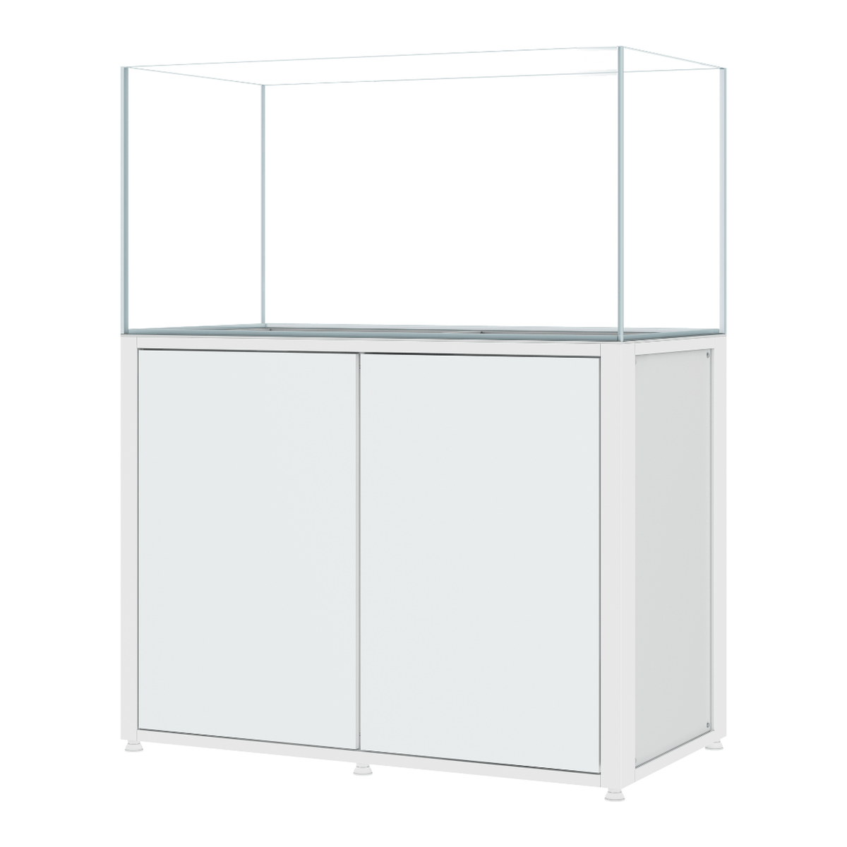 CADE River S2 1200 white rimless freshwater aquarium and cabinet, angled view