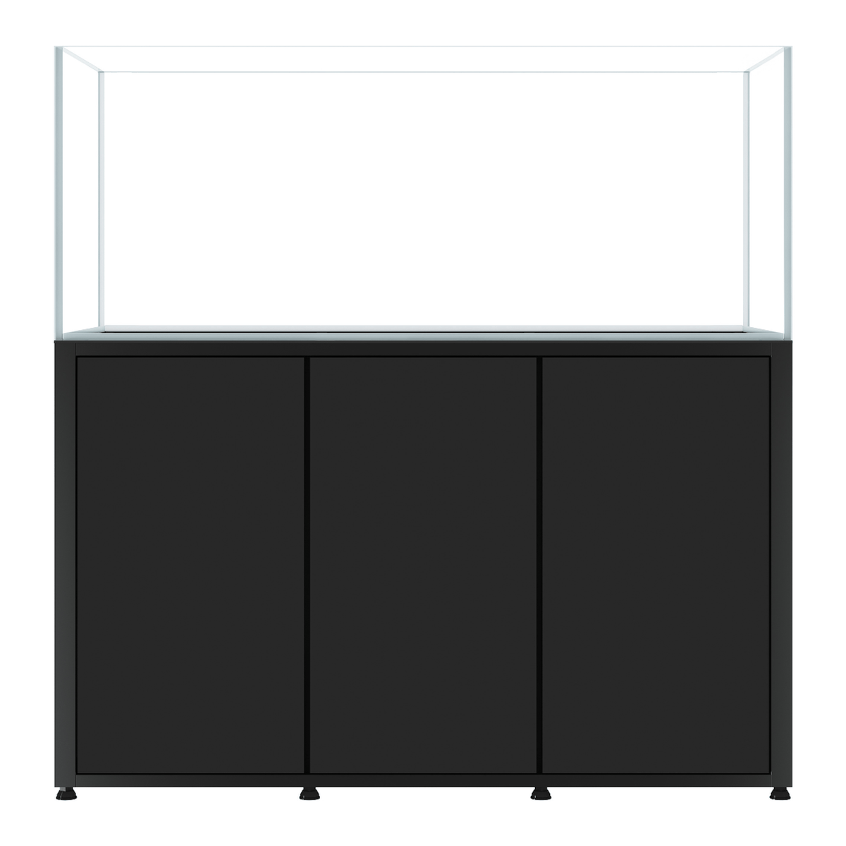 CADE River S2 1500 black rimless freshwater aquarium and cabinet, front view