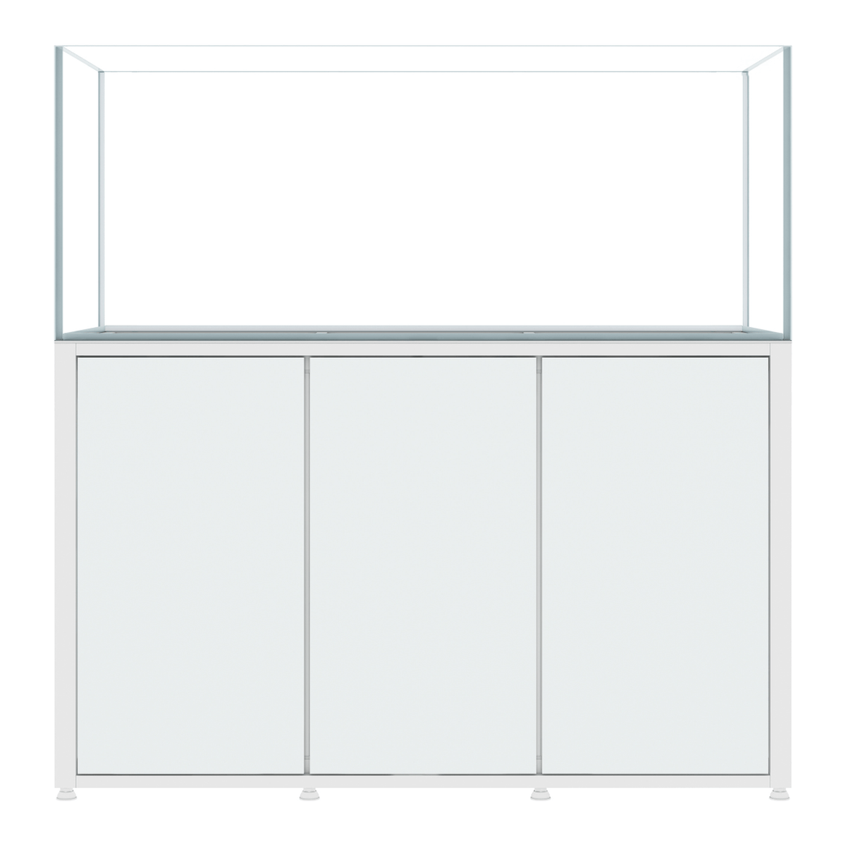 CADE River S2 1500 white rimless freshwater aquarium and cabinet, front view