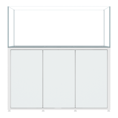 CADE River S2 1500 white rimless freshwater aquarium and cabinet, front view