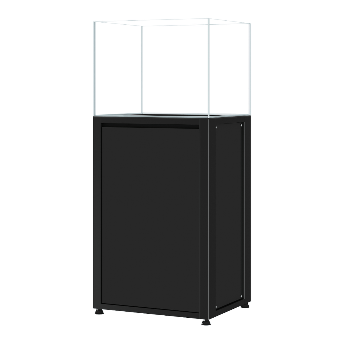 CADE River S2 600 black rimless freshwater aquarium and cabinet, angled view