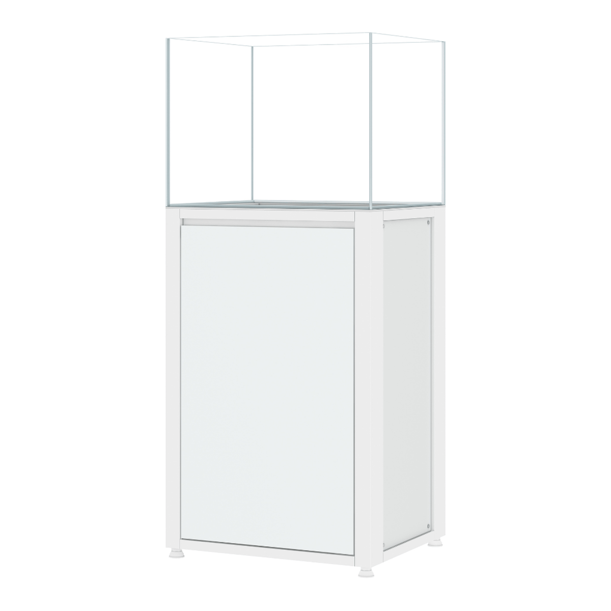 CADE River S2 600 white rimless freshwater aquarium and cabinet, angled view