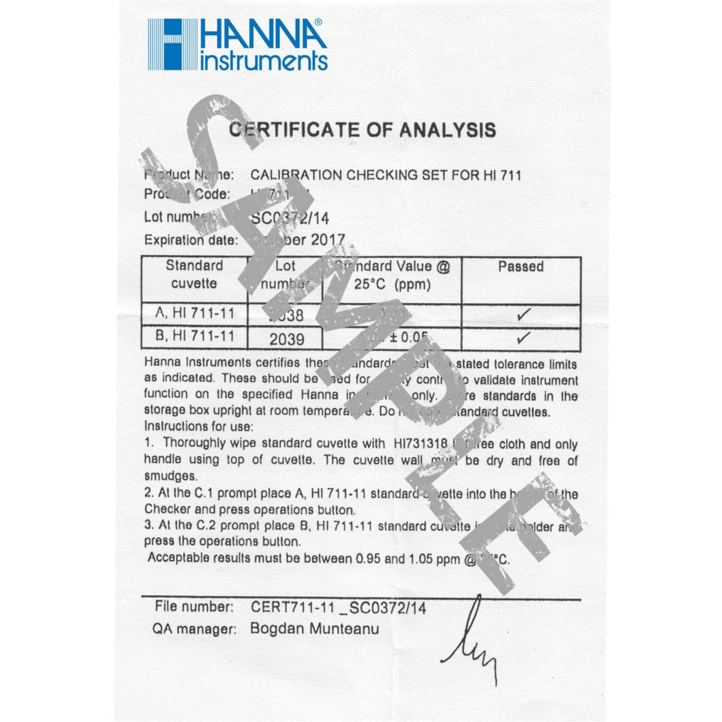 Phosphate Ultra Low Range Checker® HC Calibration Check Set - HI774-11