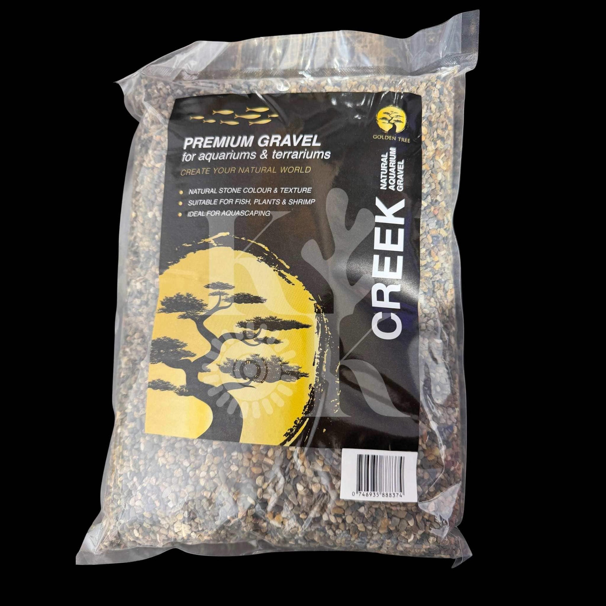 Golden Tree Creek premium aquarium gravel 2-4mm 4kg — pack shot