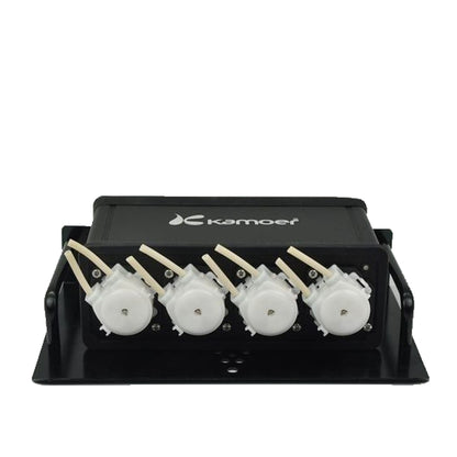 Kamoer 4-channel doser sitting in the metal pump bracket