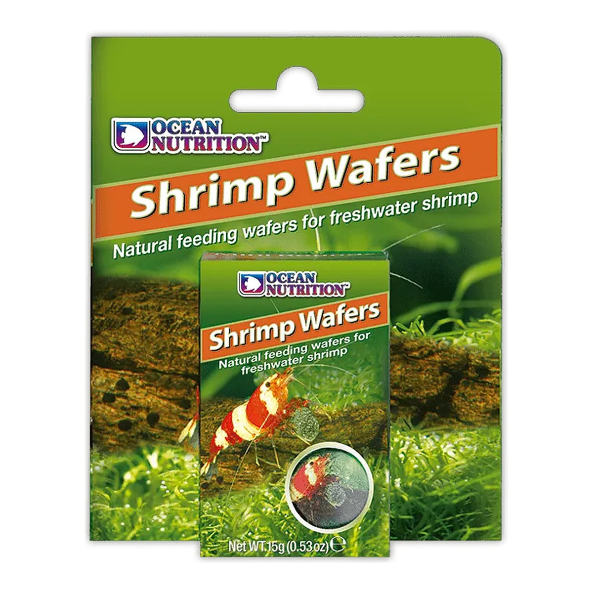 Ocean Nutrition Shrimp Wafers 15g jar on blister card