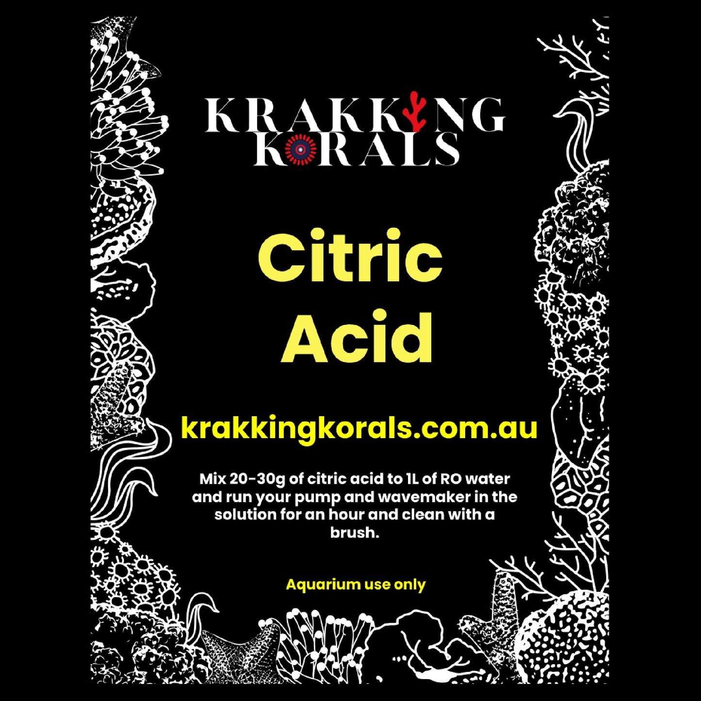 Citric Acid (Pump Cleaner) 1kg - Krakking Korals